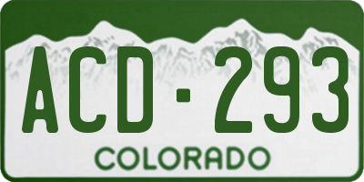 CO license plate ACD293