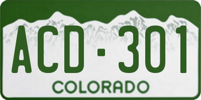 CO license plate ACD301