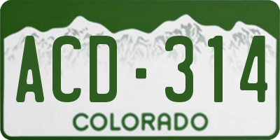 CO license plate ACD314