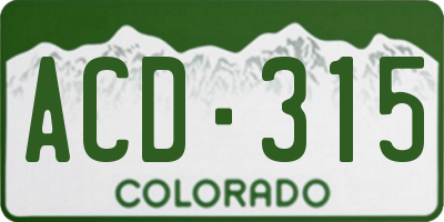 CO license plate ACD315
