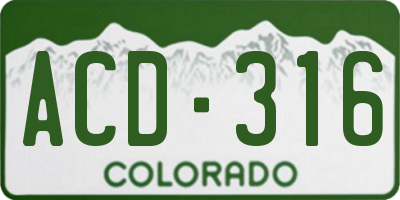 CO license plate ACD316