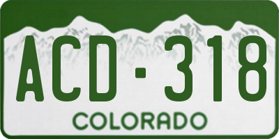 CO license plate ACD318