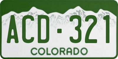 CO license plate ACD321