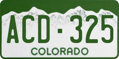 CO license plate ACD325