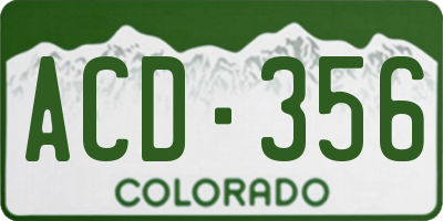 CO license plate ACD356
