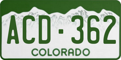 CO license plate ACD362