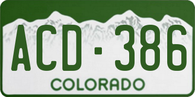 CO license plate ACD386