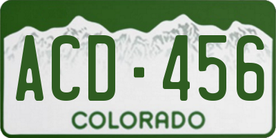 CO license plate ACD456