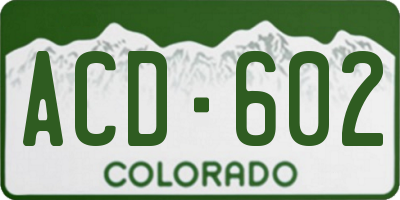 CO license plate ACD602