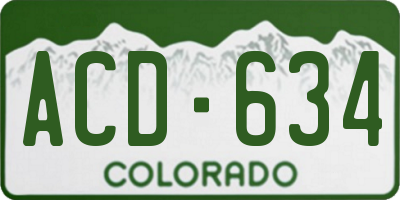 CO license plate ACD634