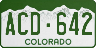 CO license plate ACD642