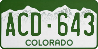 CO license plate ACD643