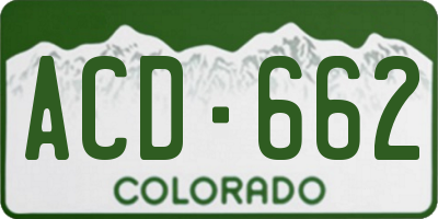 CO license plate ACD662