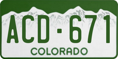 CO license plate ACD671