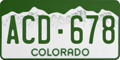 CO license plate ACD678