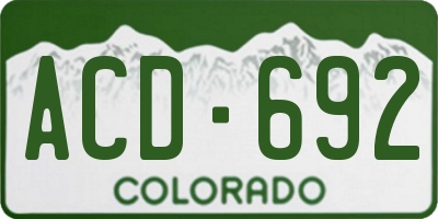 CO license plate ACD692