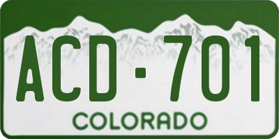 CO license plate ACD701