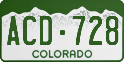 CO license plate ACD728