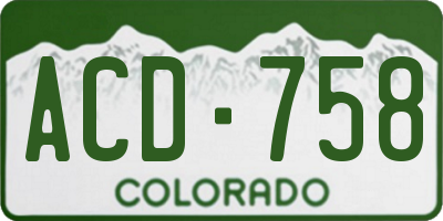 CO license plate ACD758