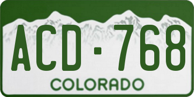 CO license plate ACD768