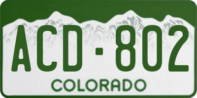CO license plate ACD802