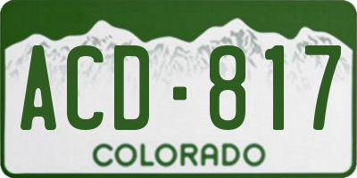 CO license plate ACD817