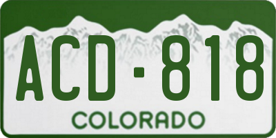 CO license plate ACD818