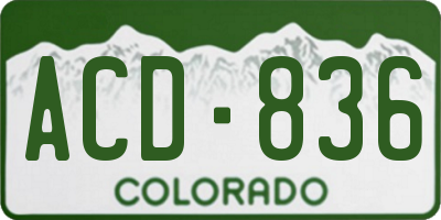 CO license plate ACD836