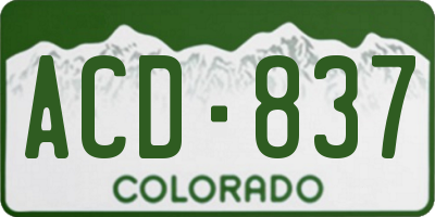 CO license plate ACD837