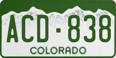 CO license plate ACD838