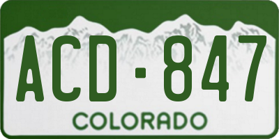 CO license plate ACD847