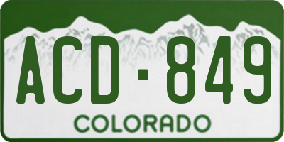 CO license plate ACD849
