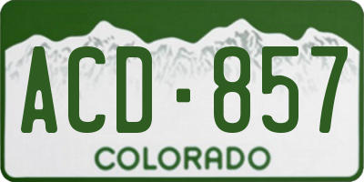 CO license plate ACD857