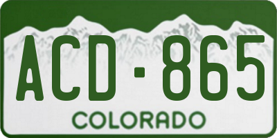 CO license plate ACD865