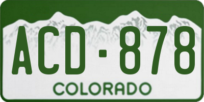 CO license plate ACD878