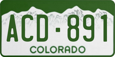 CO license plate ACD891