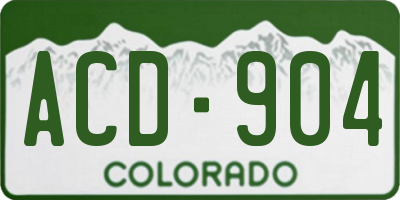 CO license plate ACD904