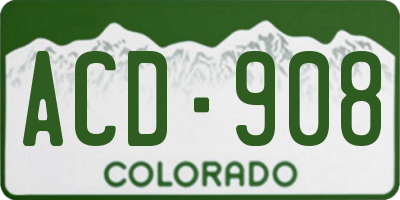 CO license plate ACD908