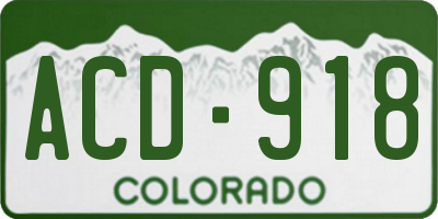 CO license plate ACD918