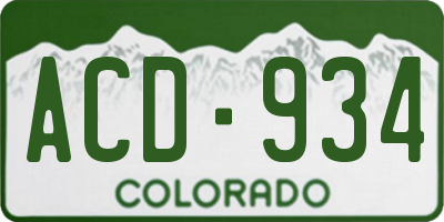 CO license plate ACD934