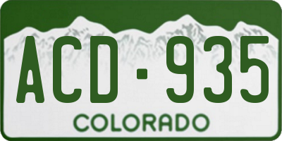 CO license plate ACD935