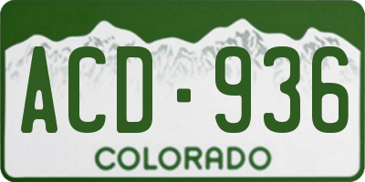 CO license plate ACD936