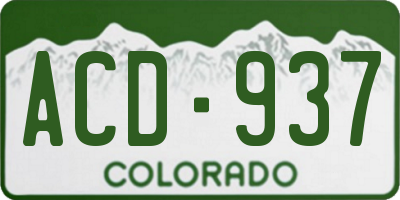 CO license plate ACD937