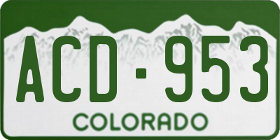 CO license plate ACD953