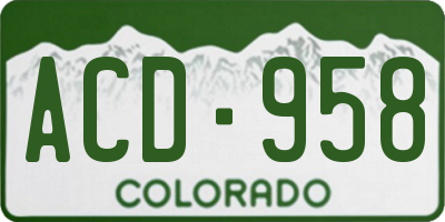 CO license plate ACD958