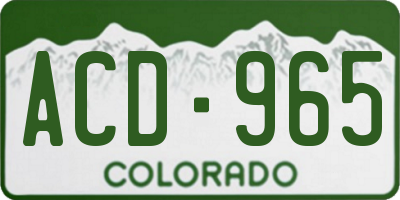 CO license plate ACD965