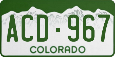 CO license plate ACD967