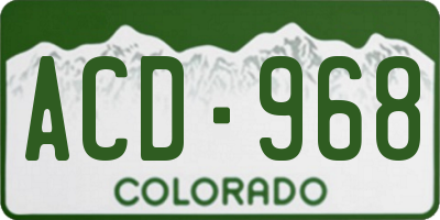 CO license plate ACD968