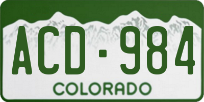 CO license plate ACD984