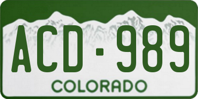 CO license plate ACD989